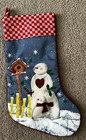     Snowmen   Birdhouse Christmas Stocking     Checkered Cuff     19  Holiday Decor