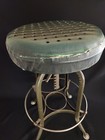Vintage Toledo Steel Industrial Drafting Table Stool W  Upholstered Seat