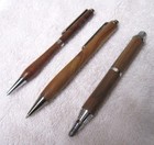  3   Vintage Wooden Pens-2 Are Ball Point-one Is A Some Sort Of A Marker Pen