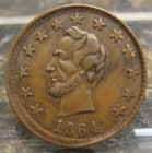 1864 Patriotic Civil War Token Lincoln  o k  