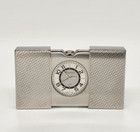 Asprey   Co  Silver Tone Chrome Travel Alarm Clock Swiss Art Deco Quartz