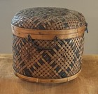 Oval Chinese Bamboo Basket Rectangular Lid With Metal Closure