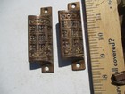 2 Vintage Antique Brass Eastlake Ornate Window Sash Lift Pull Handle Hardware