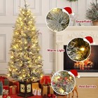 4 5ft Pre-lit Snow Flocked Artificial Christmas Tree With 200 Led Lights Base