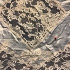 Vintage Elaborate Silk   French Cotton Lace Off White  Wedding Handkerchief