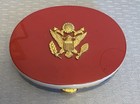Ww2 Sweetheart Compact 40s Vintage Red White Blue Enamel Mirror Powder Oval Box