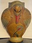 19th Century Art Nouveau Enamel Silver   Gold Wash On Bronze Vase Crane   Flower