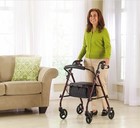 Medline Steel Rollator Walker With Seat  Burgundy  350 Lb  Weight Capacity New