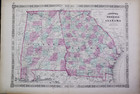 Rare Antique 1866 Map   Alabama   Georgia By Johnson   Ward