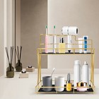 12 6 8 26 13 18in 2 Tier Golden  White Bathroom Vanity Organizer Makeup Shelf