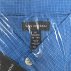 Van Heusen Big tall Shirt Men 2xl Blue Dress Button Checked Casual Wrinkle Free