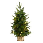 Mini Artificial Christmas Tree 2ft Prelit 35 Led Lights Decorative Basket Indoor