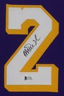 Magic Johnson Autographed   Framed Purple Lakers Jersey Auto Beckett Coa 