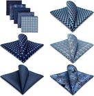 5 Pieces Assorted Mens Silk Pocket Square Handkerchiefs Set Lot