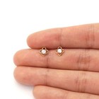 Real 14k Gold Round Birthstone Quatrefoil Stud Screw Back Earrings