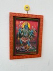 Vintage Goddess Kali Shiva Picture Hindu Art Wooden Wall Decor Frame - 9 X 12  
