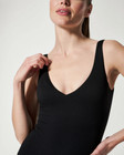 Pique Plunge One-piece flattering Coverage Under Arm And High Back