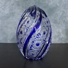 Vintage Cobalt Blue   Cut To Clear Crystal Egg Paperweight