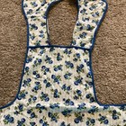 Vintage Full Apron Blue Floral Handmade Cotton  Fabric Prints Sz Small 4 6 