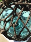 Japanese  Vintage Large Glass Fishing Float Buoy Ball    Light Blue 9 5   