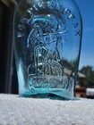 Crude Aqua Half Pint Pittsburgh Pikes Peak Eagle Old Rye Historical Flask Crisp