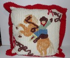 Vintage Licensed Roy Rogers Chenille Pillow New W tag - Blue Moon Out West 20x20
