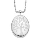 925 Sterling Silver Tree Of Life Oval Photo Locket Necklace