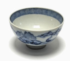 Vintage Chinese Porcelain Footed Blue   White Rice Bowl Cobalt   White  ahb 