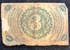 3 Cent Fractional Currency Note Washington Civil War Era