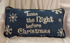 Disney Parks Pillow Twas Night Before Christmas Mickey Santa Blue Tapestry 16x8