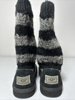 Ugg Australia Kids Classic Stripe Knit Boots Black Gray Size 10