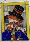 Vintage Pair Of Stained Glass Happy Clown Pictures Wall Hangings