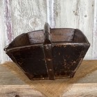 Antique Primitive Oriental Asian Wood With Metal Chinese Rice Harvest Basket 13   
