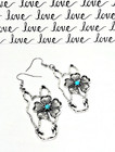 New Large Beautiful Turquoise Simulated Silver Horse Head Dangle Earrings