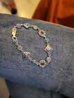 Vintage Silver Tone Turquoise Native American Chain Bracelet 8   