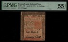 Pa-175  Pmg Au55 Epq  50 Shillings April 10  1775 Pennsylvania Colonial Currency