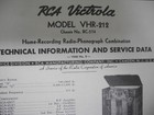 Vintage 1942 Rca Victor Model Vhr-212 Radio Phon Technical Info And Service Data