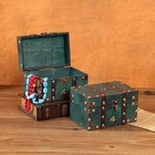 Nanddi Vintage Wooden Treasure Chest Box With Lock Small Rectangle Green