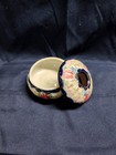 Porcelain Hair Receiver Vintage - Blue With Red Flowers Gold Accents