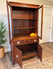 Antique Mahogany China Cabinet Display Hutch Glass Doors Restored Vintage