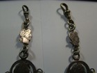 Antique Fantastic Hand Crafted   Cut Pair Of Barber Silver Dimes Watch Fobs