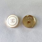 Set Of 2 Chanel Buttons  Round  White  Gold  23mm  Stamped 