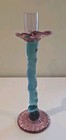 Mcm Hand-blown Studio Art Glass Candlestick Holder Signed Leon Applebaum 12 75 
