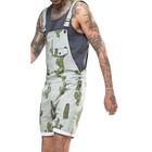 Asos Green Cactus Print Short Overalls Side Button Shortalls Men s Size 30