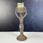 Antique Art Deco Bronzed 1920s Egyptian Revival Goddess Table Lighter Stand