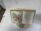 Vintage Porcelain The Lords Prayer Open Book  Vase Flowers Planter Or Tabletop 