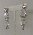 J Crew Clear Large Crystal Dangle Drop Earrings Statement Bridal Party
