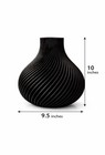 Luxury Black 3d Printed Spiral Vase Modern Home Decor Matte 10in Free Ship