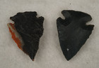 2 Colorful 1 3   Flint Arrowheads Black Red Spearhead Point Knife Blade  I-692