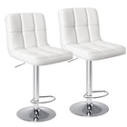 Set Of 2 Armless Bar Stools With Back  Adjustable Swivel Pu Leather Kitchen Seat